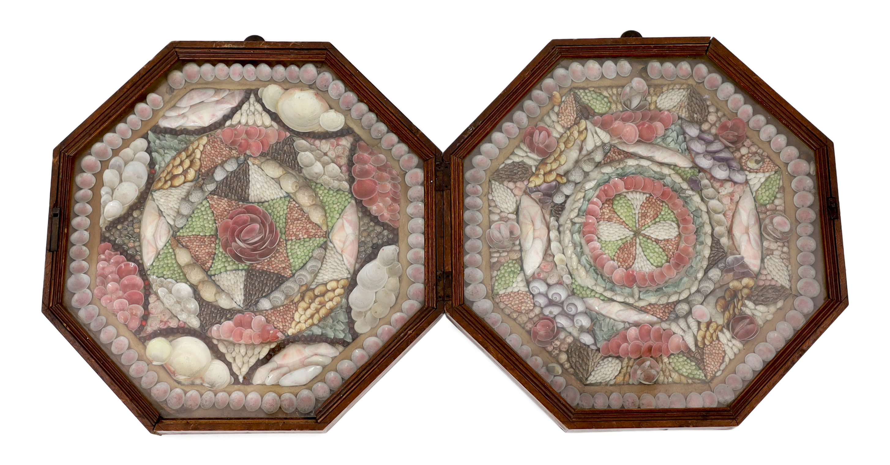 A 19th century sailor's shellwork Valentine, overall 35 x 35cm